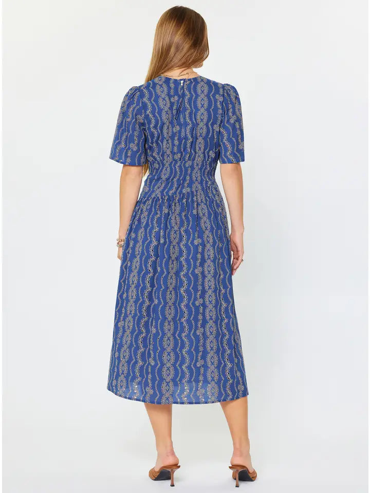 Embroidered Half Sleeve Maxi Dress