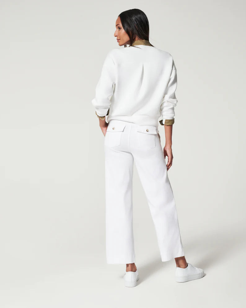 Spanx® STRETCH TWILL CROPPED WIDE LEG PANT IN BRIGHT WHITE – Love Marlow