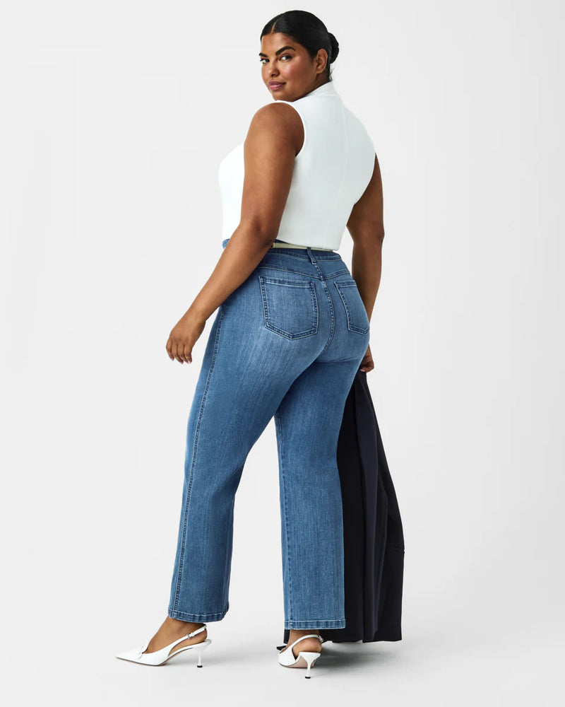 Indigo split-hem Flare Jeans