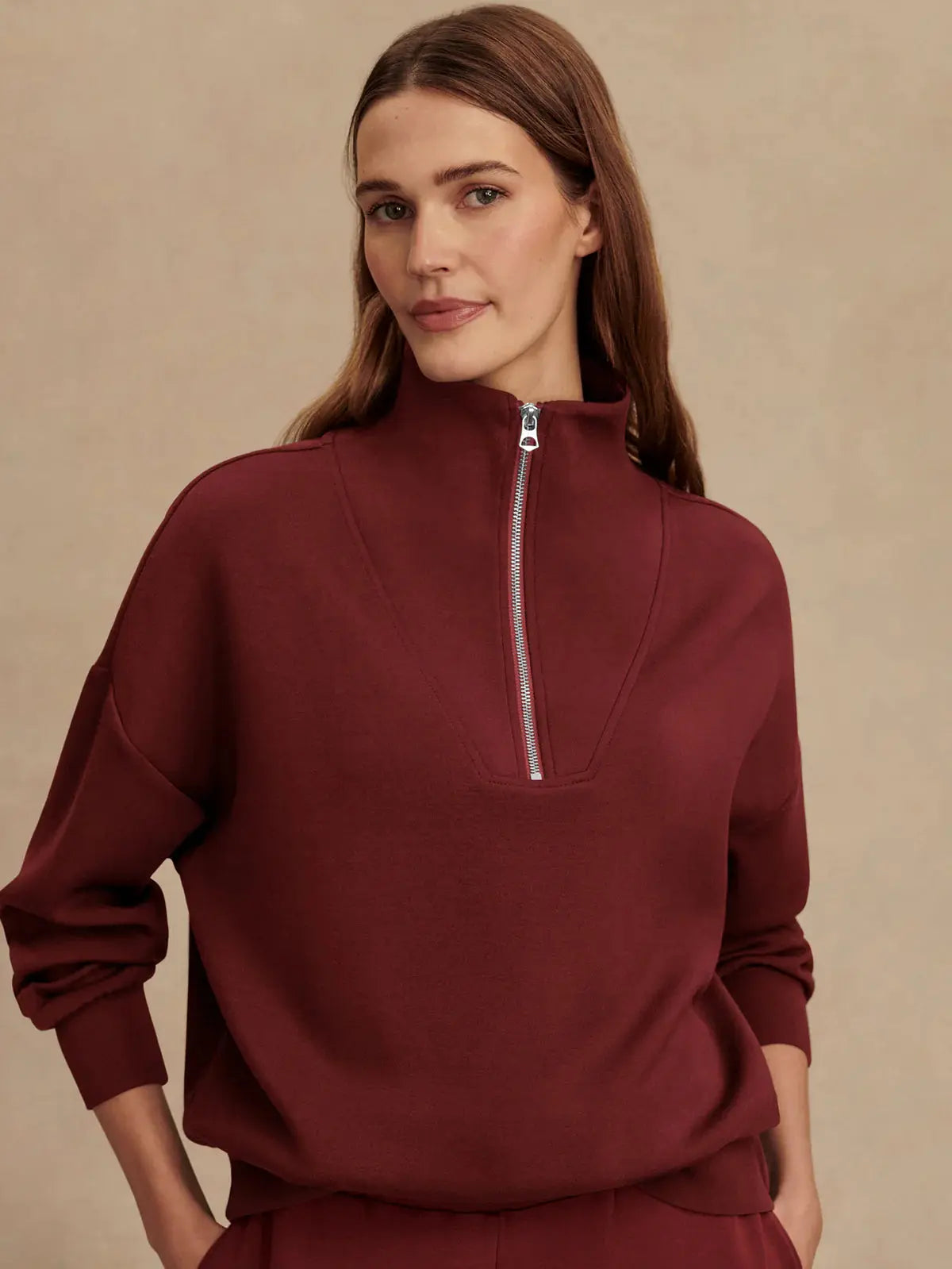 Hawley Half-Zip Sweat - New Maroon VARLEY