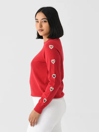 Women's Heart Sleeve Crew Sweater