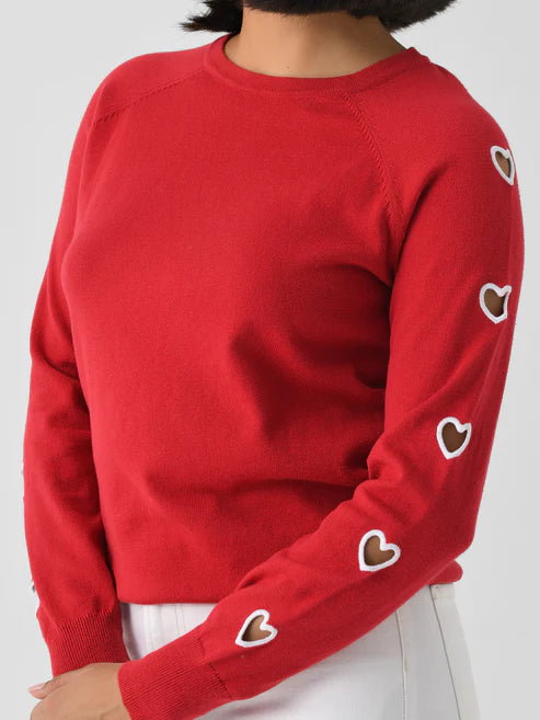 Women's Heart Sleeve Crew Sweater