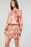 Floral Pleated Mini Dress