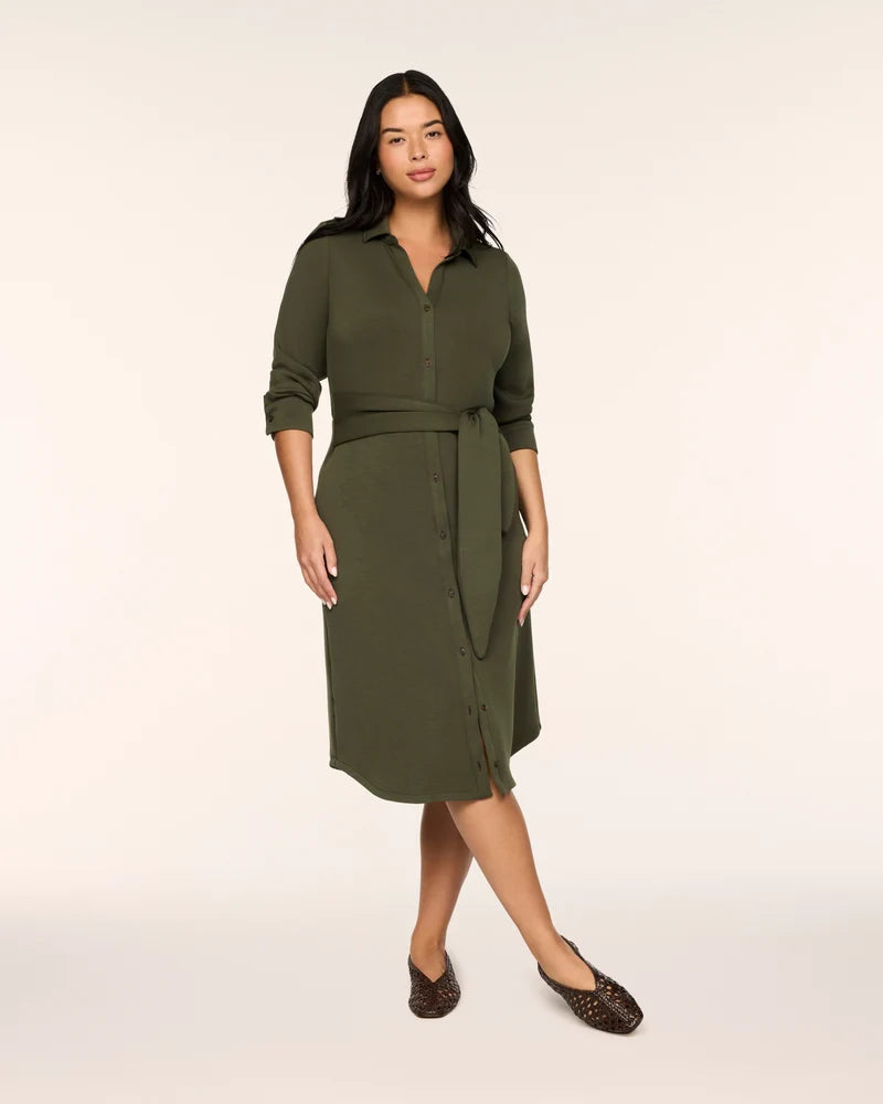 SPANX AirEssentials® Tie-Waist Midi Shirt Dress
