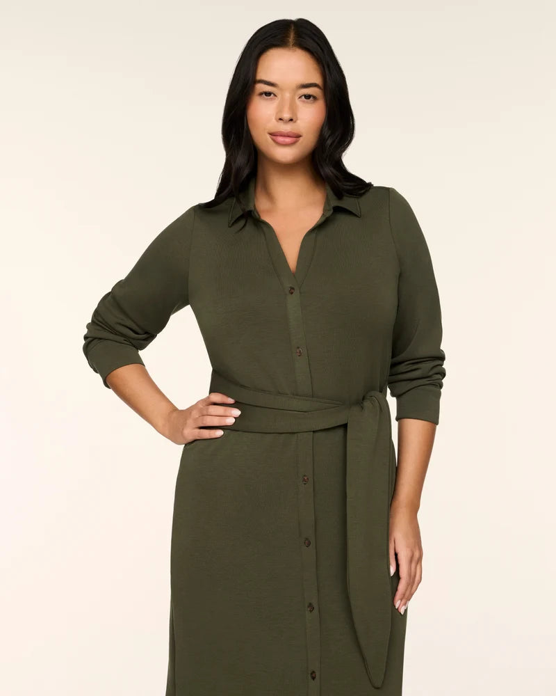 SPANX AirEssentials® Tie-Waist Midi Shirt Dress