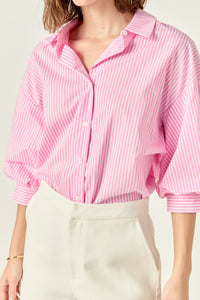 Striped Balloon Sleeve Shirt