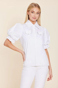 Poplin Rhinestone Detail Top