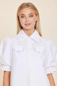 Poplin Rhinestone Detail Top
