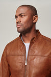 Lucio Lambskin Leather Jacket- Cognac
