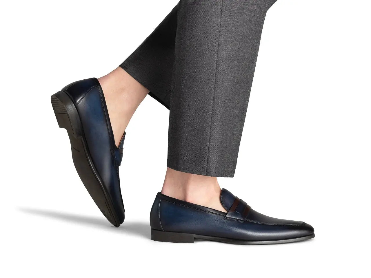 Daniel Loafer Navy/Midbrown | Magnanni Línea Flex Men's Loafers