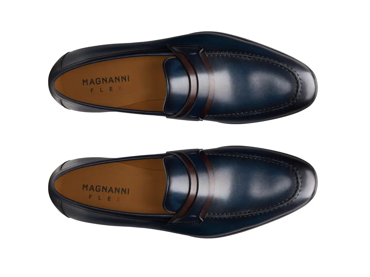 未使用【MAGNANNI】ダークブラウン サイズ42 Daniel Loafer Navy/Midbrown | Magnanni Línea Flex Men's Loafers