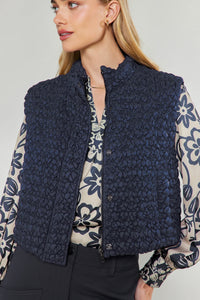 Quilted Cropped Vest- Navy