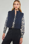 Quilted Cropped Vest- Navy