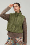 Quilted Cropped Vest- Olive