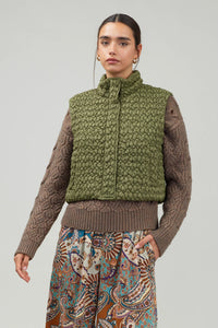 Quilted Cropped Vest- Olive