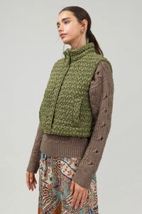 Quilted Cropped Vest- Olive