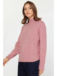 Wool Blend Cable Sweater - Clay Pink Current Air