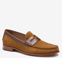 Baldwin Penny Loafer - Snuff Waxed English Suede/Brown Full Grain Leather Johnston & Murphy