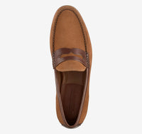 Baldwin Penny Loafer - Snuff Waxed English Suede/Brown Full Grain Leather Johnston & Murphy