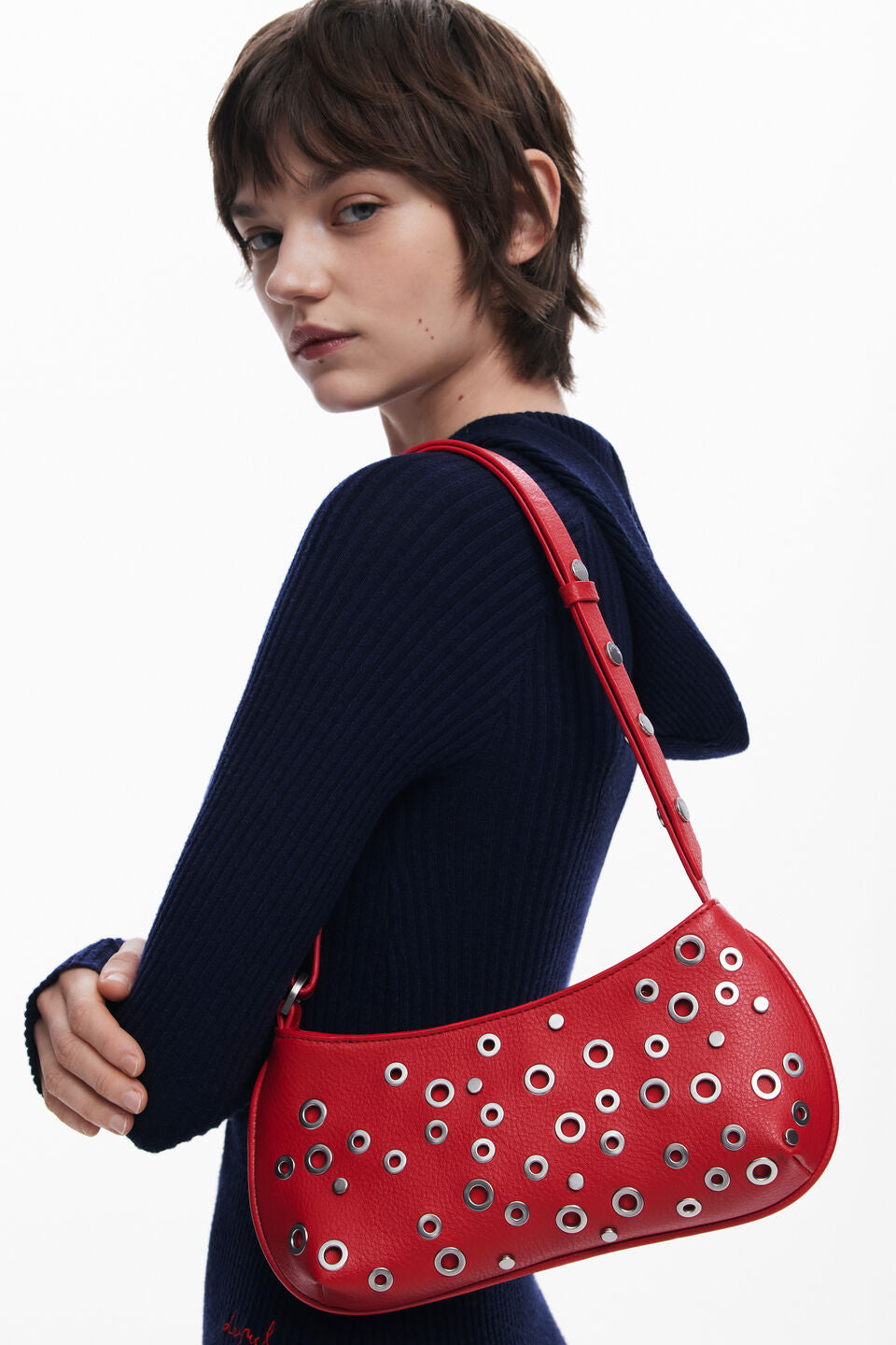 Red Studded Handbag Desigual.