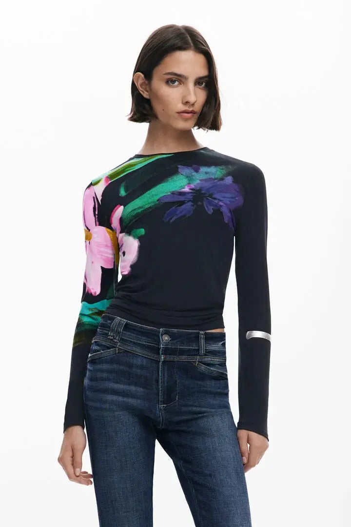 Long-sleeve floral T-shirt Desigual.