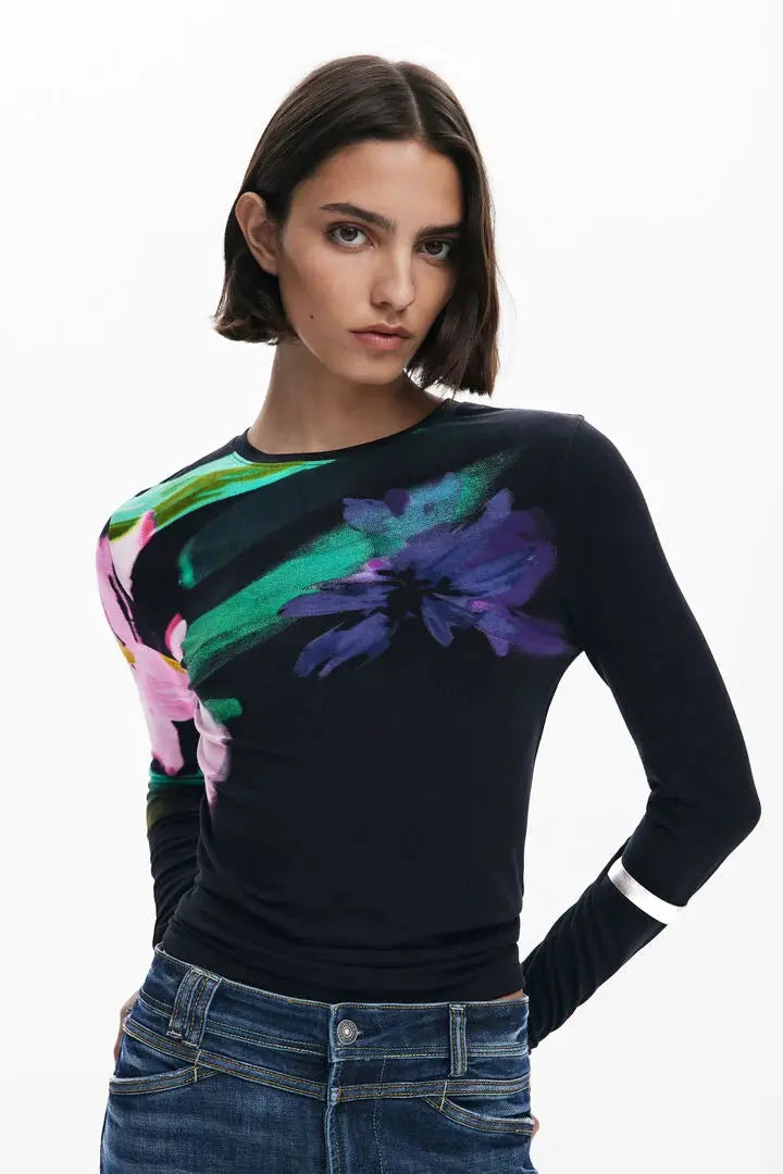 Long-sleeve floral T-shirt Desigual.