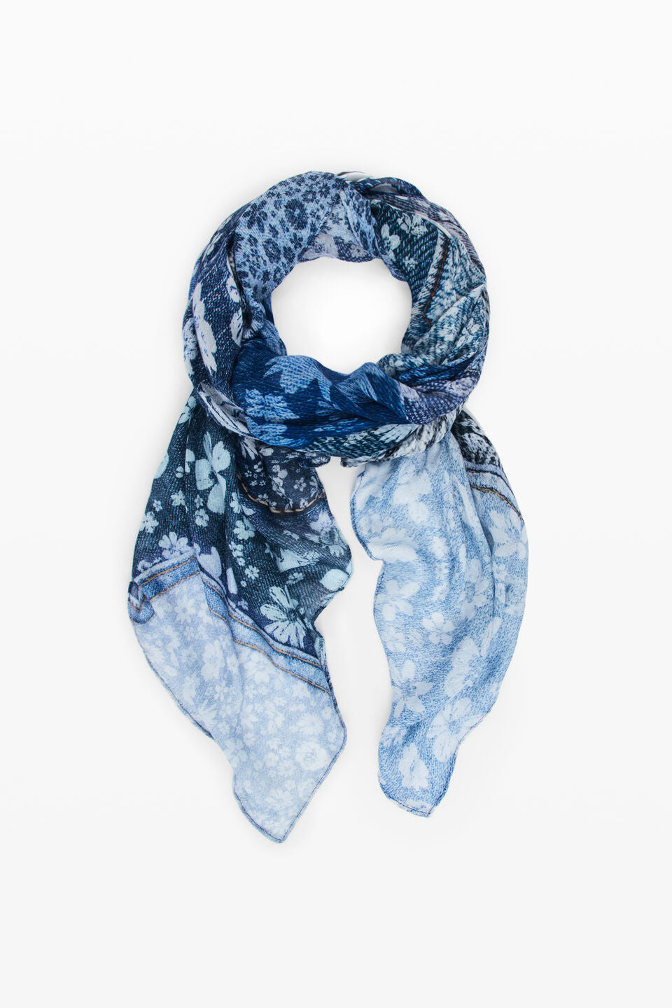 Rectangular denim patch scarf