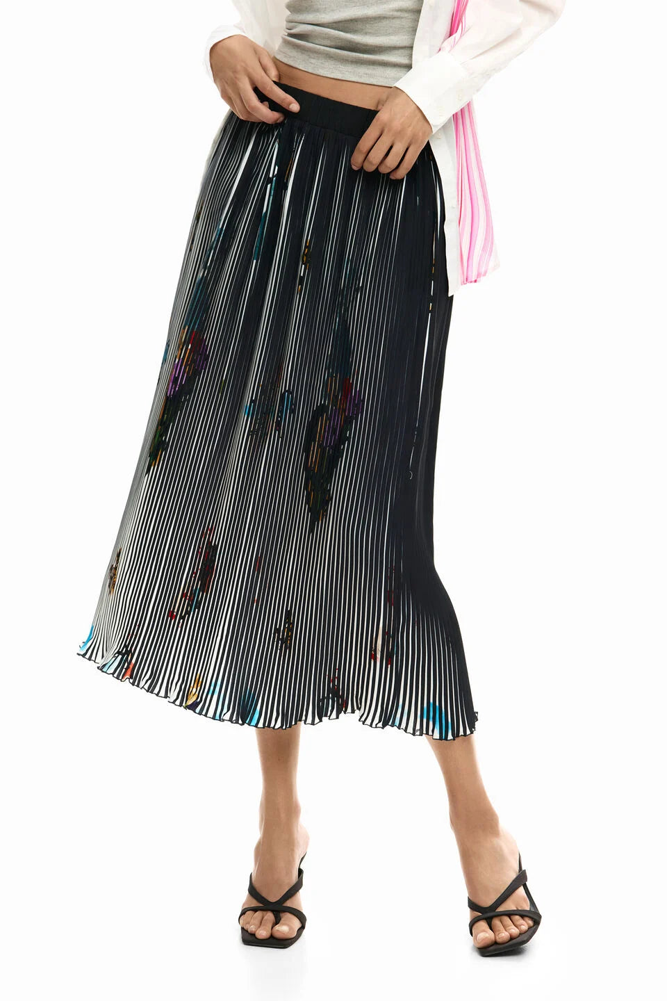 Arty Texture Midi Skirt with Digital Print