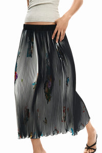 Arty Texture Midi Skirt with Digital Print