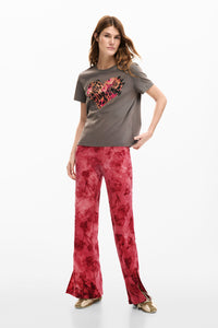 Embroidered flower trousers