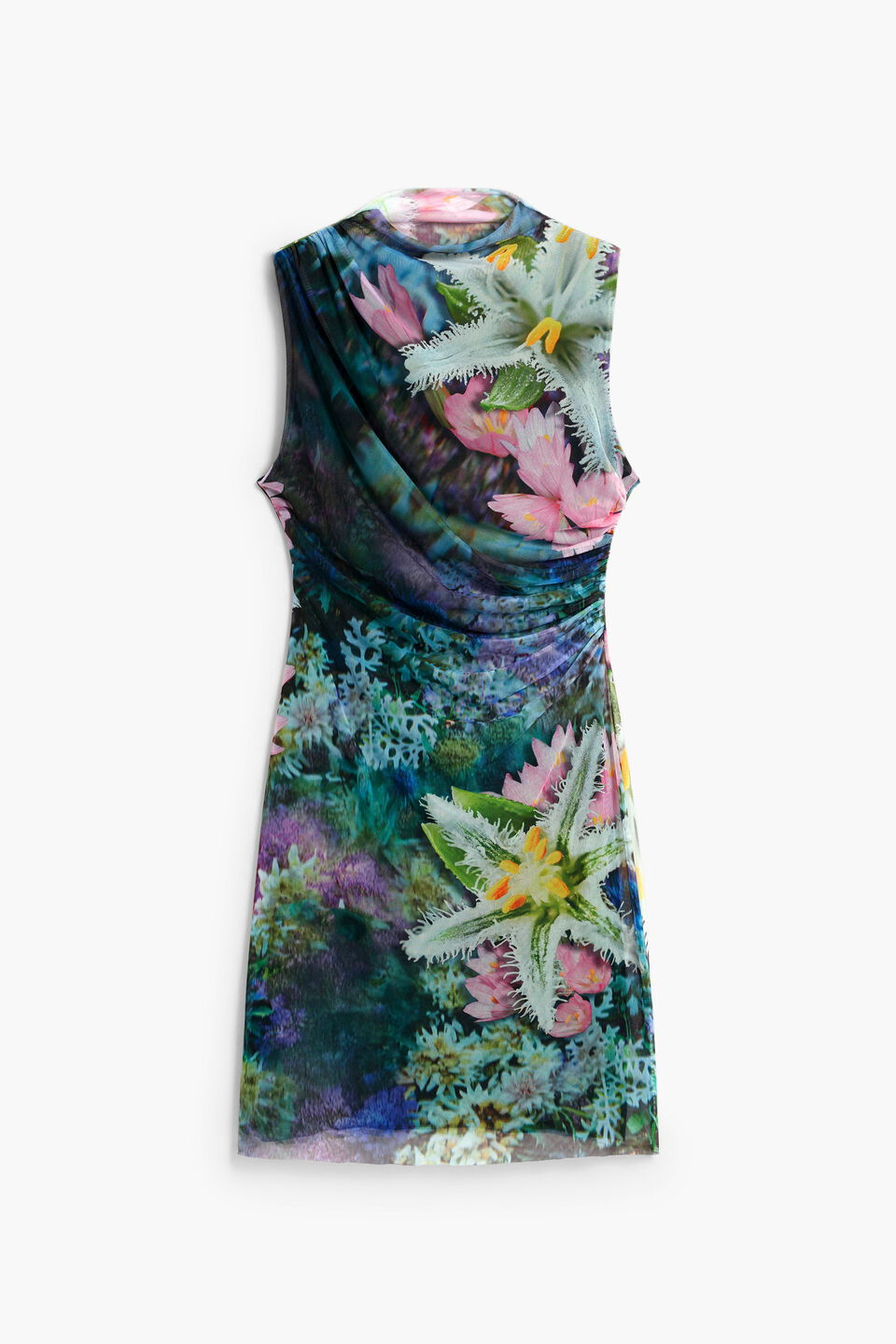 Draped Floral Dress
