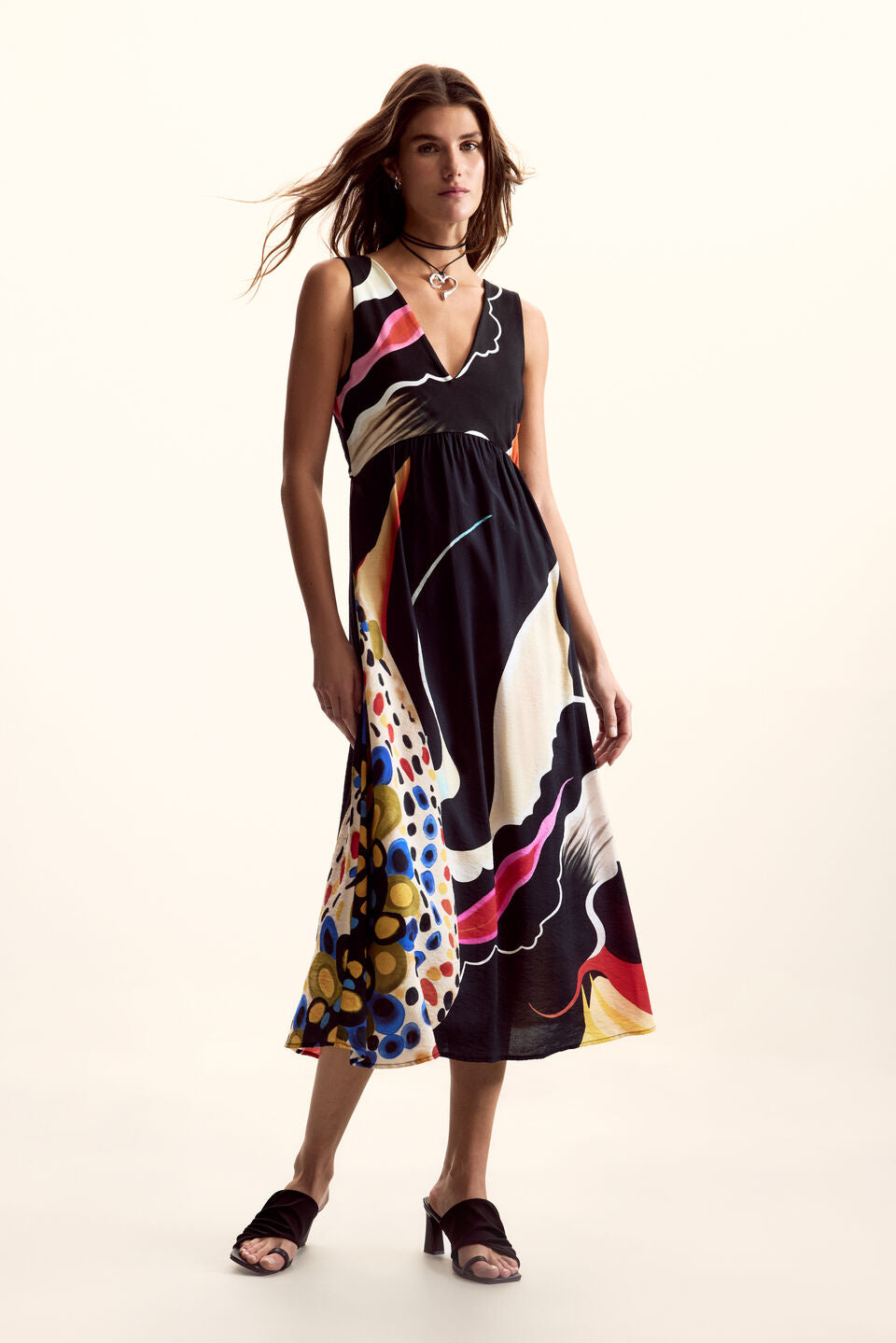 Christian Lacroix Midi Dress - Multicolor Op-Art Print