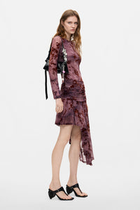 Asymmetric flocked dress