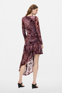 Asymmetric flocked dress