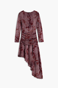 Asymmetric flocked dress