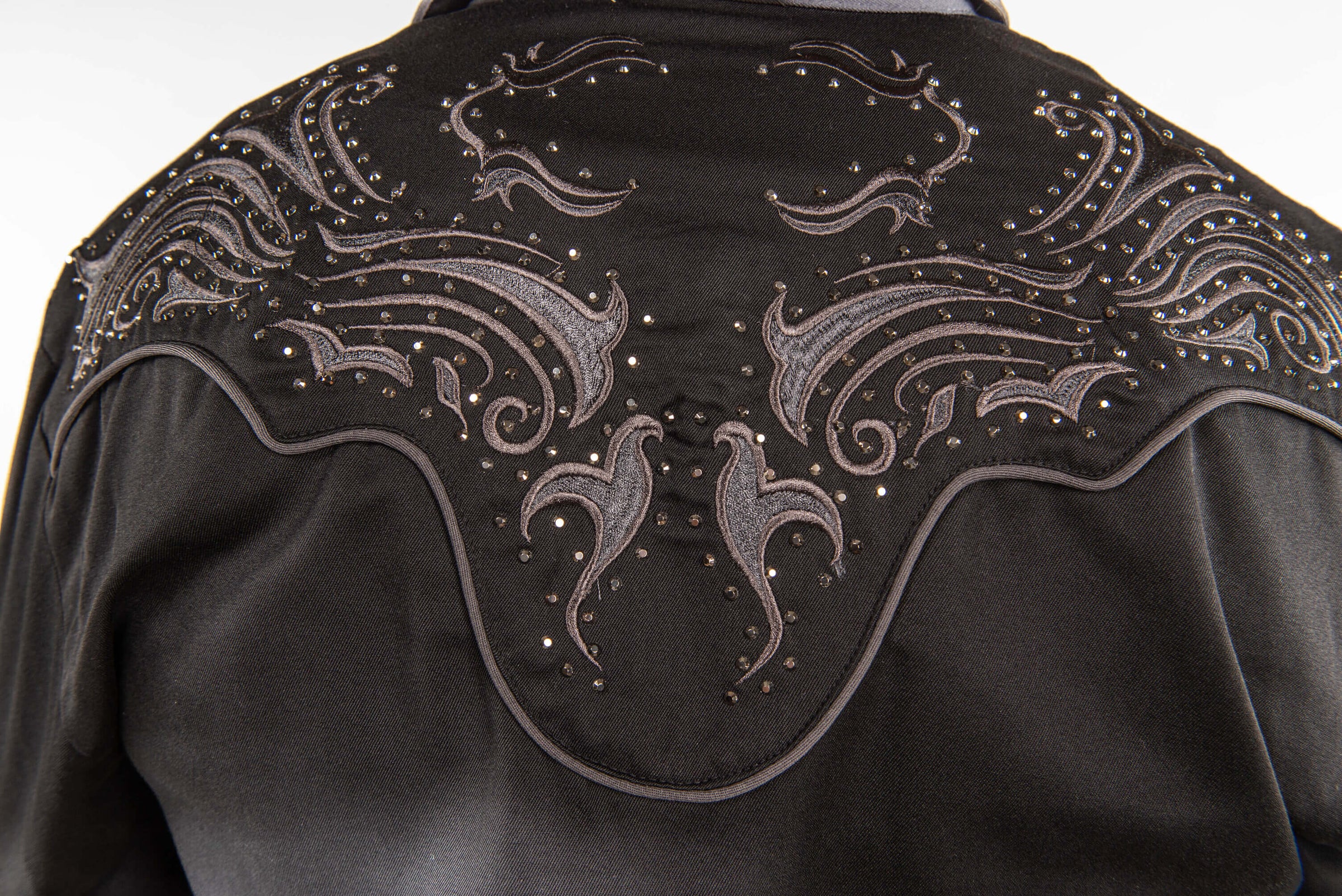 Floral Embroidered Rockabilly Shirt w/ Studs
