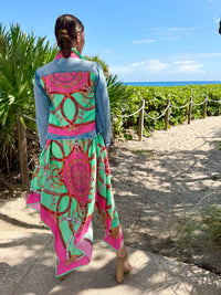 The Light Denim Jacket - Turq/Pink Stirrup