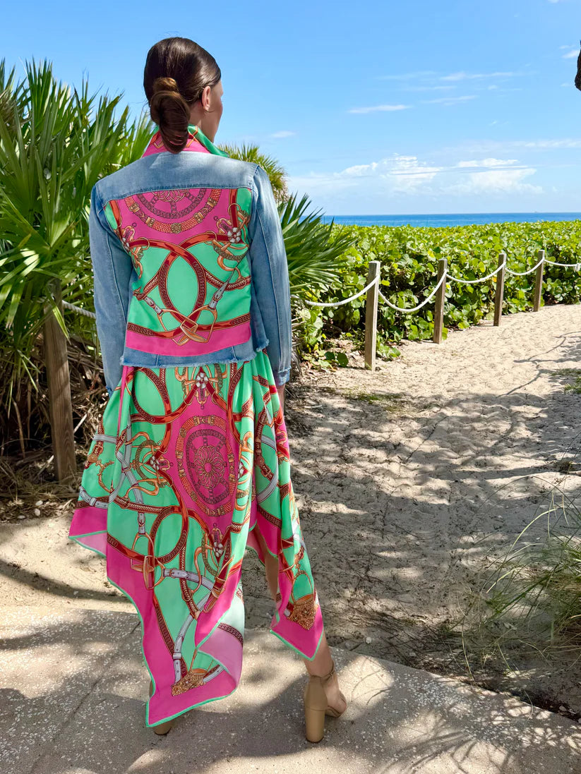 The Light Denim Jacket - Turq/Pink Stirrup