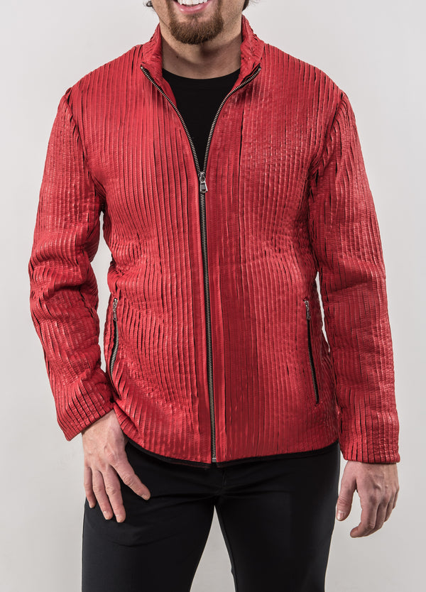 Wild Leather Jacket- Lipstick Red - Lansky Bros.