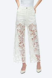 White Lace High Rise Jeans