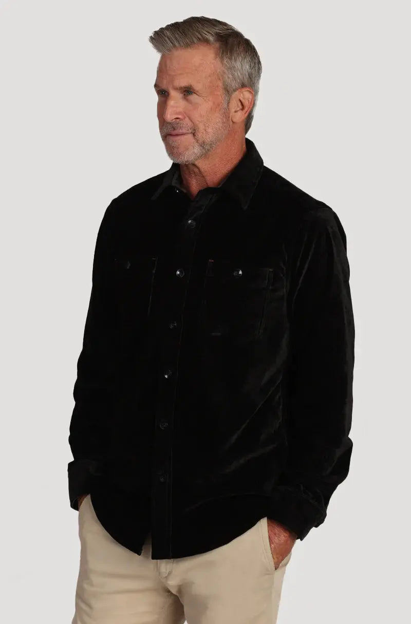 Cozy Cut Stretch Viceroy Velvet Shirt - Black True Grit