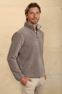 Apres Lux Chenille & Sherpa 1/4 Zip Pullover - Grey