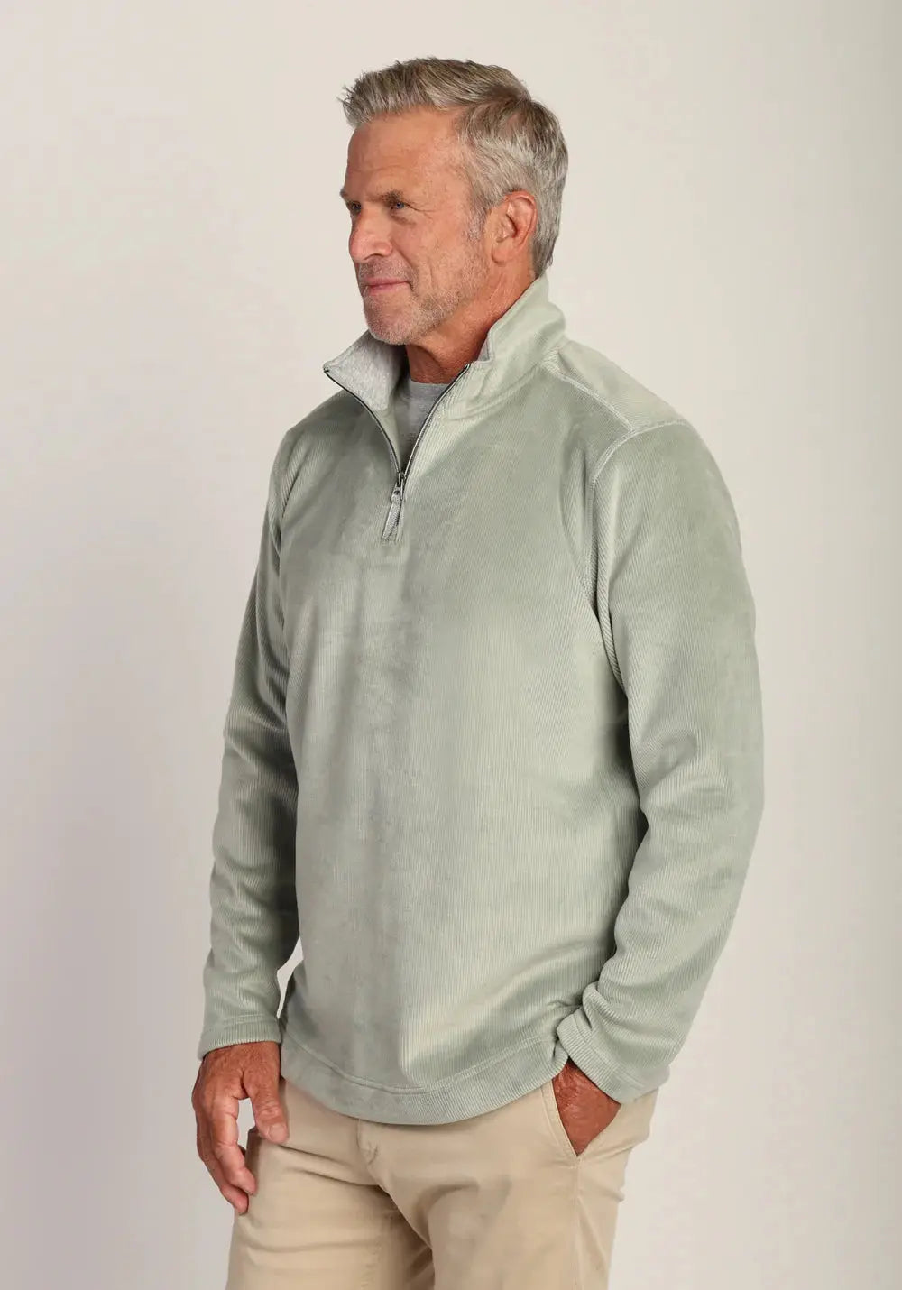 Apres Lux Sueded Cord 1/4 Zip Pullover - Sea Sage True Grit