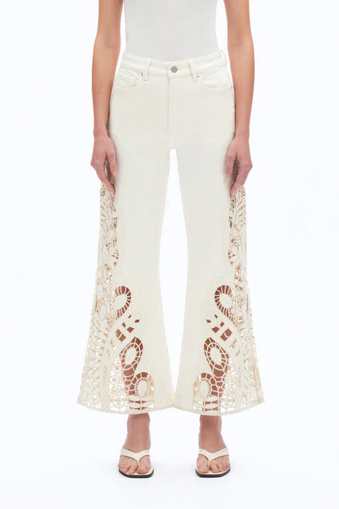 Lace Beige High Rise Pants