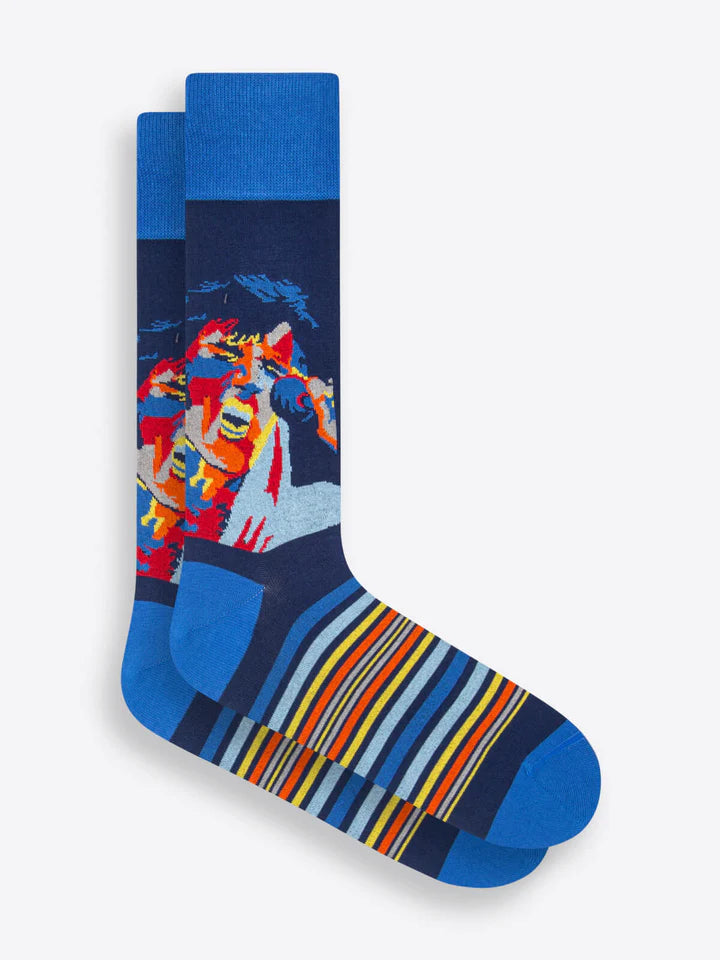 ELVIS MID-CALF SOCKS Navy Bugatchi