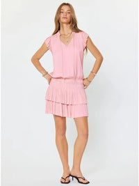 Zoey Pleated Mini Dress - Spanish Pink