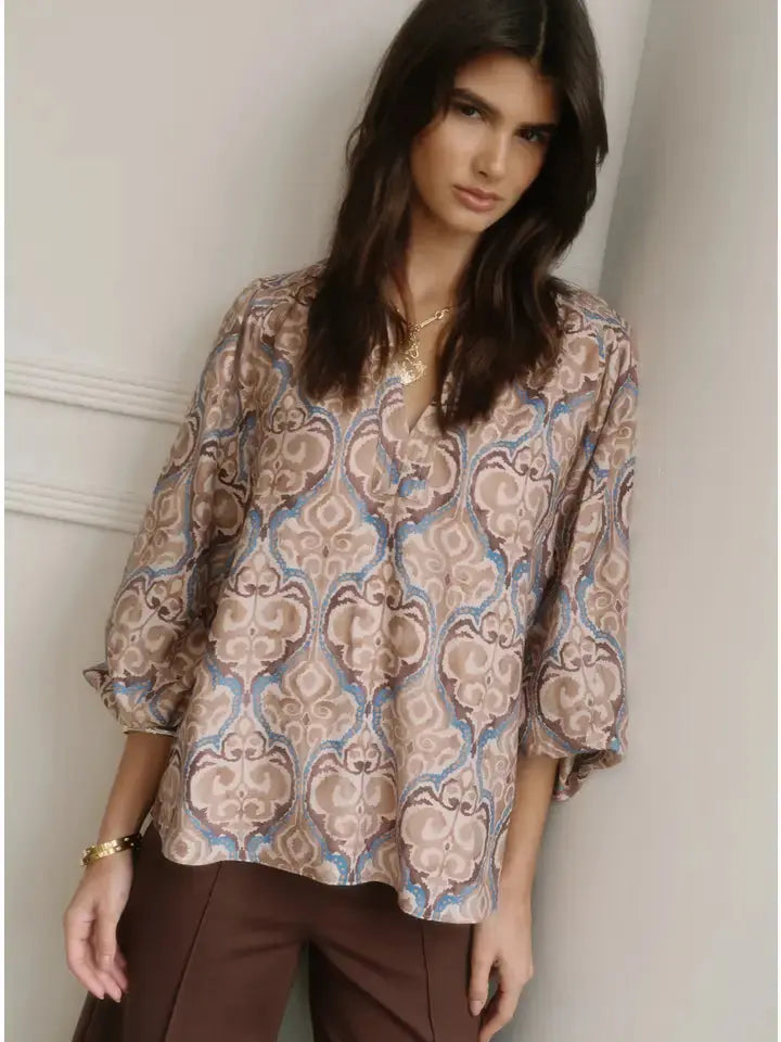 Boho Printed Long-Sleeve Blouse Current Air