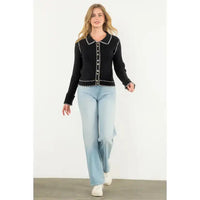 Collared Button Up Cardigan THML