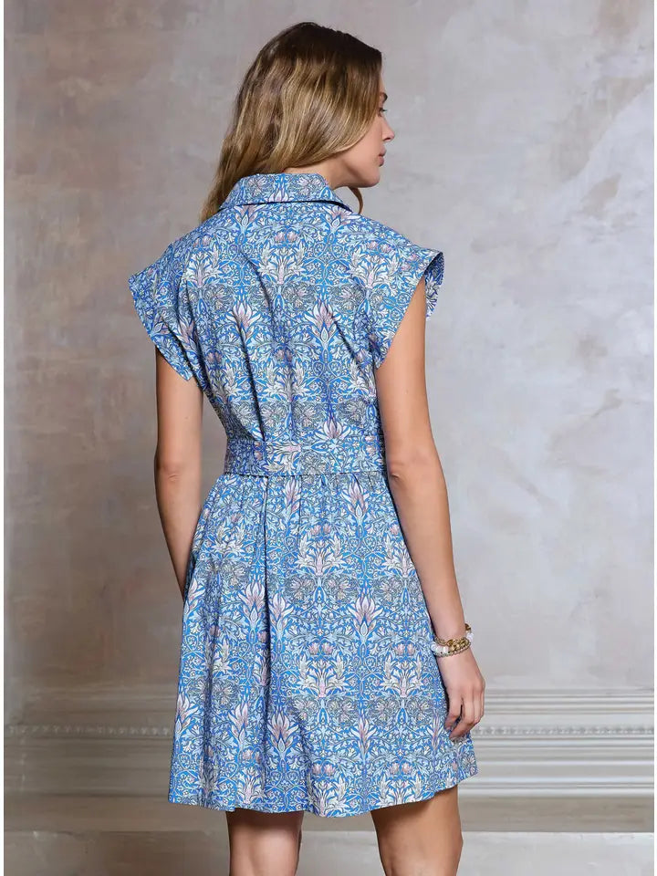 Printed Button-Down Shirt Midi Dress