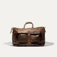 CROCO LEATHER TRAVEL DUFFLE COGNAC